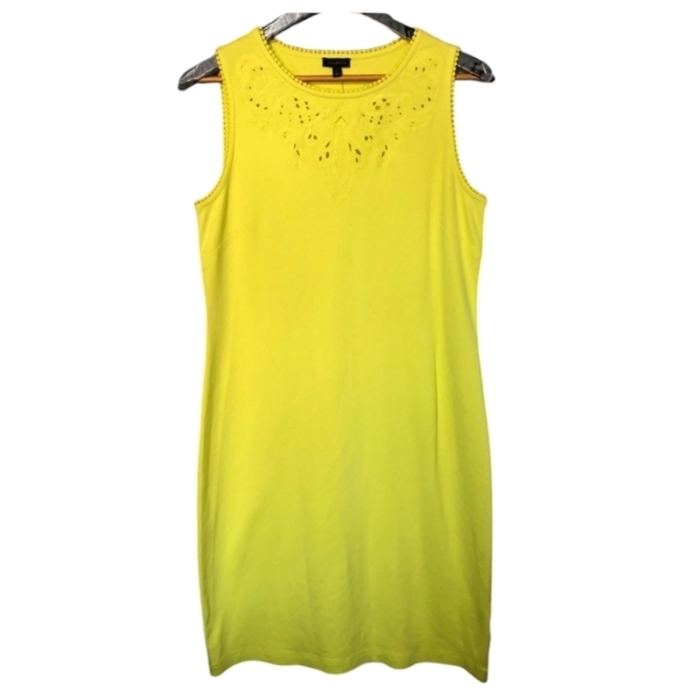 Talbots Citron neon yellow sz large cotton tank dress eyelet